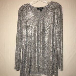 Karen Kane Silver Metallic LS Sweater Tunic